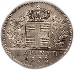 Řecko 1 drachma 1832, UNC mincovní lesk