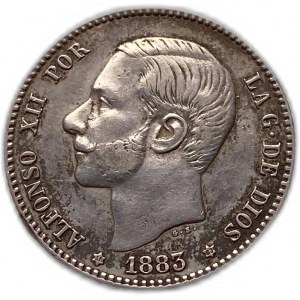 Spain 1 Peseta 1883 (18-83) MSM