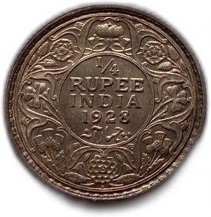India 1/4 di rupia 1928