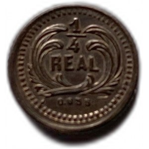 Guatemala 1/4 Real 1879, errore di zecca