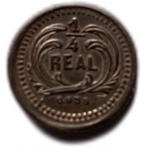 Guatemala 1/4 Real 1879, Mint Error