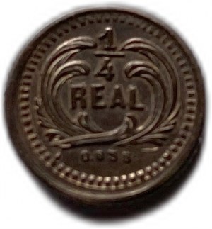 Guatemala 1/4 real 1879, mincovná chyba