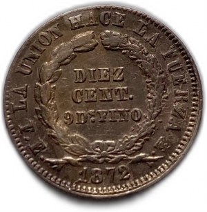 Bolívia 10 centavos 1872