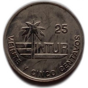 Cuba 25 Centavos 1989 (Intur), Mint Error