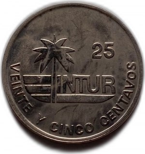 Kuba 25 centavos 1989 (Intur), błąd mennicy