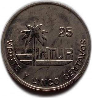 Cuba 25 Centavos 1989 (Intur), errore di zecca