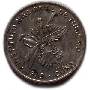 Kuba 25 centavos 1989 (Intur), błąd mennicy