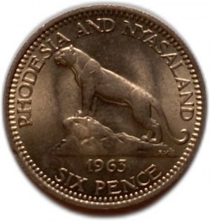 Rhodesie a Nyasaland 6 pencí 1963, klíčové datum, Alžběta II.