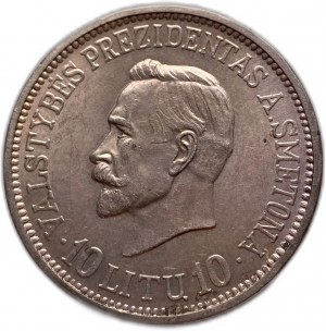 Litwa, 10 litów, 1938, połysk UNC