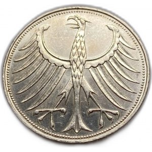 Niemcy 5 marek 1965 D, Republika Federalna, UNC ładny toning