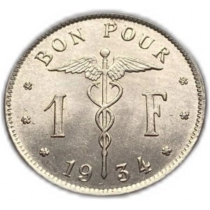 Belgium 1 Franc 1934, UNC