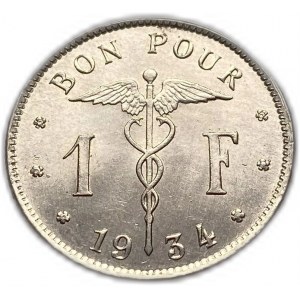 Belgicko 1 frank 1934, UNC