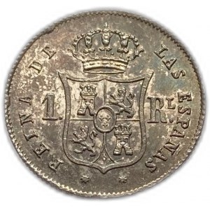 Spanien 1 Real 1863, Isabella II, UNC Tönung