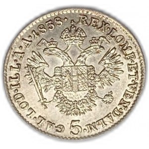 Austria 5 Kreuzer 1838, Ferdinand I, AUNC