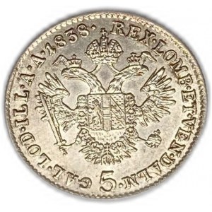 Autriche 5 Kreuzer 1838, Ferdinand I, AUNC