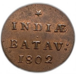 Netherlands East Indies 1 Duit 1802, Key Date, UNC Lustors
