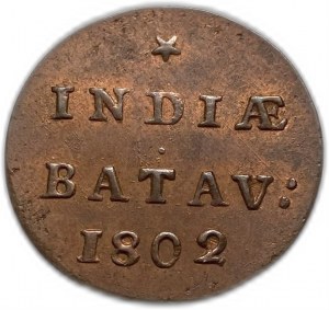 Netherlands East Indies 1 Duit 1802, Key Date, UNC Lustors