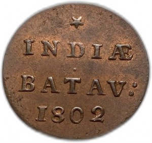Paesi Bassi Indie Orientali 1 Duit 1802, data chiave, UNC Lustri