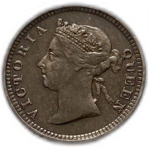 Straits Settlements 5 centów 1885, kluczowa data Victoria, XF