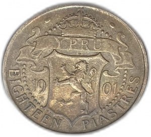 Cipro, 18 piastre 1901, Vittoria, VF-XF