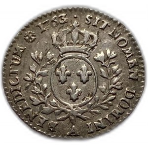 Francie, 1/10 Ecu (12 Sols) 1763/2 A Paris, neuvedeno v Krausse, XF Overdate