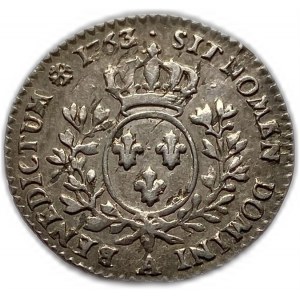 Francúzsko, 1/10 Ecu (12 Sols) 1763/2 A Paris, neuvedené v Krausse, XF Overdate