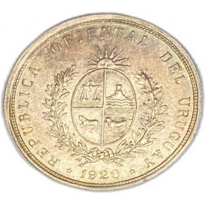 Uruguay, 20 Centesimos 1920, Monnaie de Santiago, Tonalité AUNC-UNC