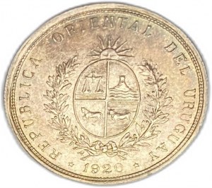 Uruguay, 20 Centesimos 1920, Prägeanstalt Santiago, AUNC-UNC Tönung