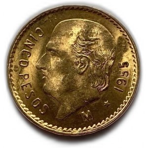 Mexiko, 5 pesos 1955, UNC