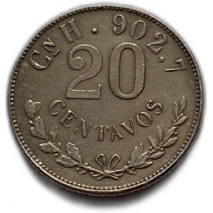 Meksyk, 20 centavos 1904 CN H, XF