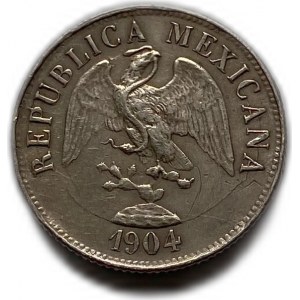 Meksyk, 20 centavos 1904 CN H, XF