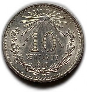 Mexiko, 10 Centavos 1910, UNC