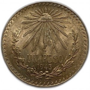 Mexiko, 1 peso 1943, UNC tónovanie