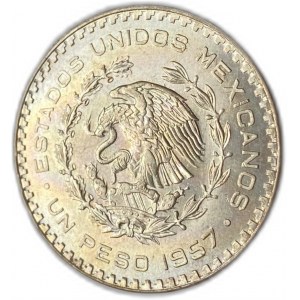 Mexiko, 1 peso 1957, UNC tónovanie