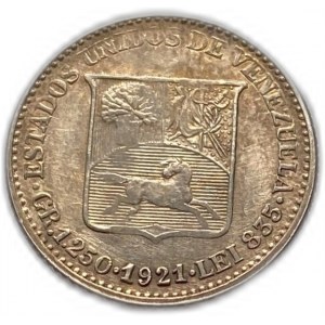 Venezuela, 25 Centimos 1921, UNC Toning