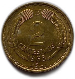 Chile, 2 Centesimos 1968, UNC