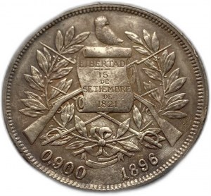 Guatemala, 1 peso 1896/5, tonalité AUNC