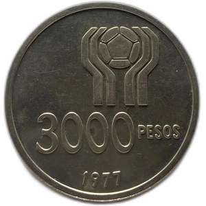 Argentína 3000 pesos 1977, PROOF