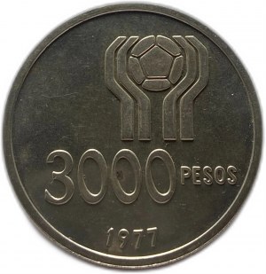 Argentinien 3000 Pesos 1977, PROOF