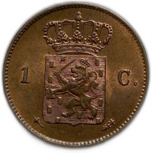 Netherlands, 1 Cent 1863, Willem III, UNC Full Mint Luster