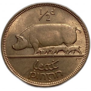 Irlande, 1/2 Penny 1953, Bronze, KM#10, UNC