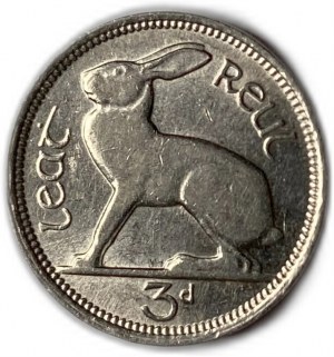 Irsko, 3 pence 1940, UNC