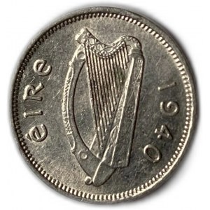 Irland, 3 Pence 1940, UNC