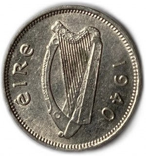 Ireland, 3 Pence 1940, UNC