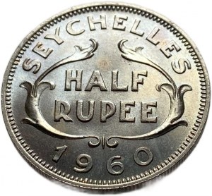 Seychelles, 1/2 rupia 1960, Elisabetta II, UNC