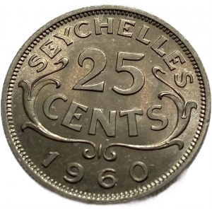 Seychely, 25 centů 1960,Elithabeth II, UNC