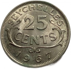Seychellen, 25 Cents 1967, Elisabeth II, UNC