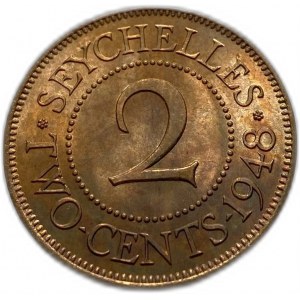 Seychelles, 2 Cents 1948, George VI, UNC