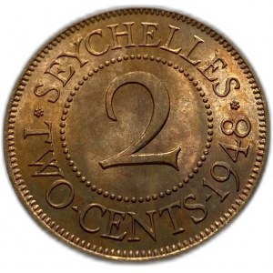 Seychely, 2 centy 1948, Jiří VI, UNC