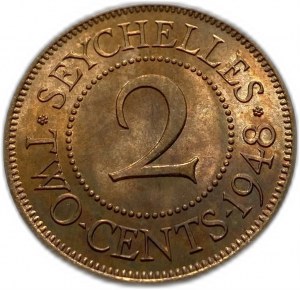 Seychelles, 2 centesimi 1948, Giorgio VI, UNC